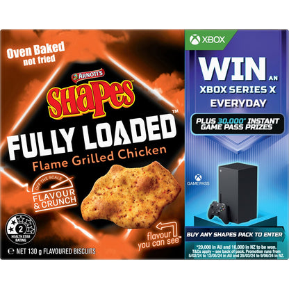 Arnott's Shapes Fully Loaded Flame Grilled Chicken Crackers 130g