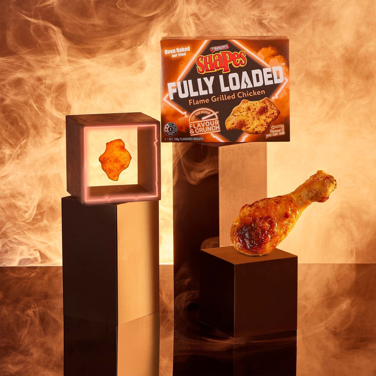 Arnott's Shapes Fully Loaded Flame Grilled Chicken Crackers 130g