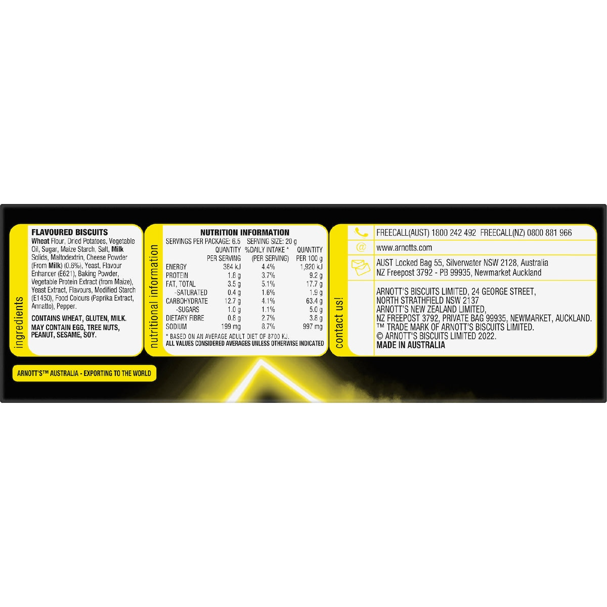 Arnotts Shapes Fully Loaded Ulitmate Cheese Cracker Biscuits 130g