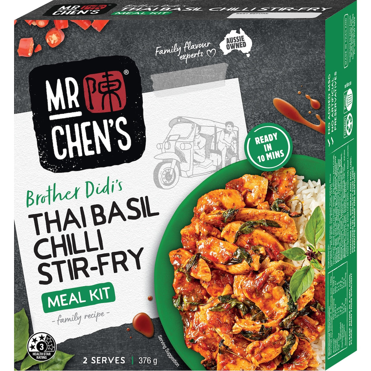 Mr Chen's Meal Kit Thai Basil Chilli Stir-Fry With Rice 376g