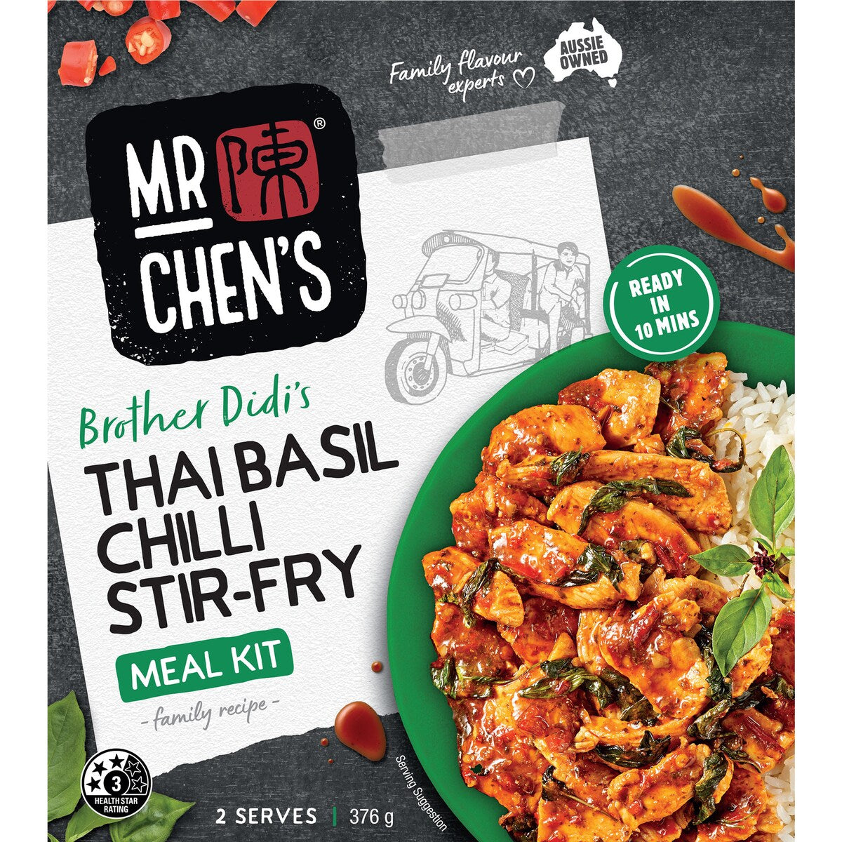 Mr Chen's Meal Kit Thai Basil Chilli Stir-Fry With Rice 376g