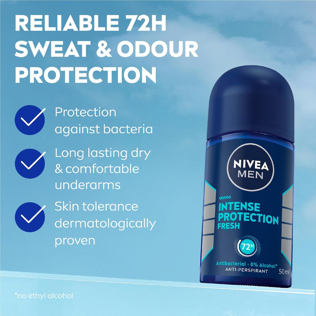 Nivea Men Intense Protection Fresh 72hr Roll On Deodorant 50ml