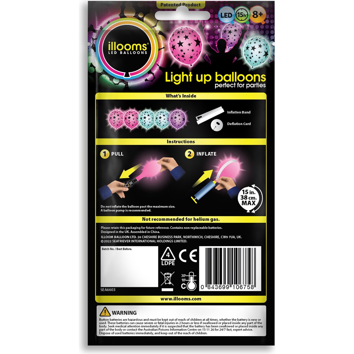 Illooms Led Balloons Stars Light Up Balloons 5 Pack