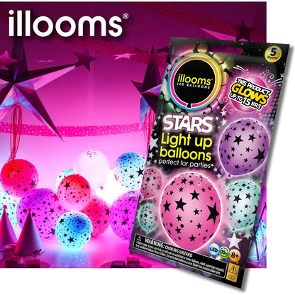 Illooms Led Balloons Stars Light Up Balloons 5 Pack