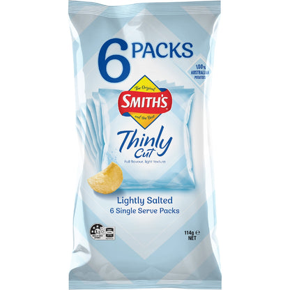 Smith's Thinly Cut Potato Chips Multipack of 6 Lightly Salted 114g