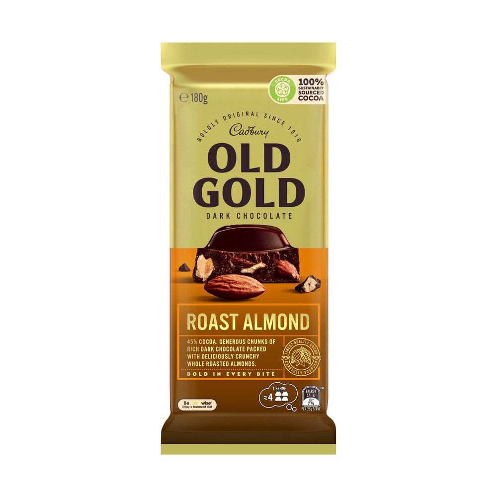 Cadbury Old Gold Roast Almond Dark Chocolate Block - 180g