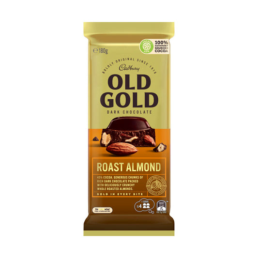 Cadbury Old Gold Roast Almond Dark Chocolate Block - 180g