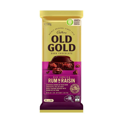 Cadbury Old Gold Jamaica Rum N Raisin Dark Chocolate Block - 180g