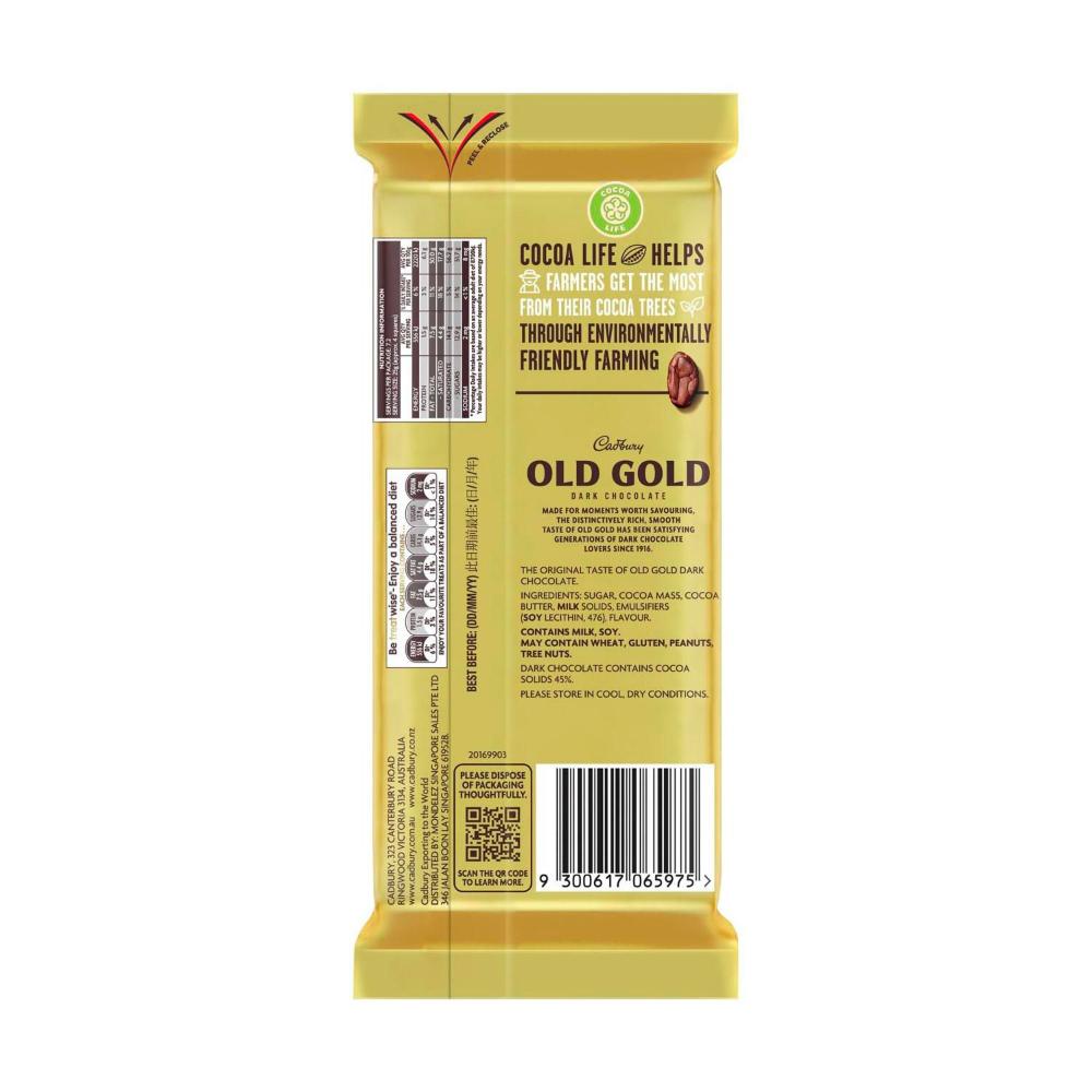 Cadbury Old Gold Original Dark Chocolate Block - 180g