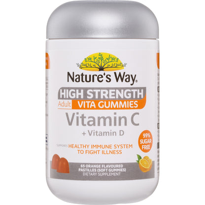 Natures Way High Strength Vitamin C + Vitamin D Adult Vita Gummies 65 pack