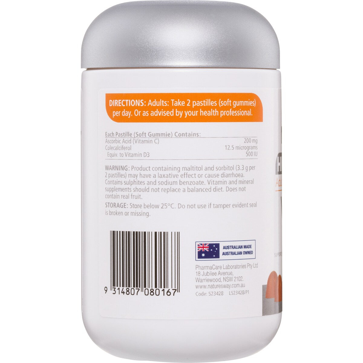 Nature's Way High Strength Vitamin C + Vitamin D Adult Vita Gummies 65 pack