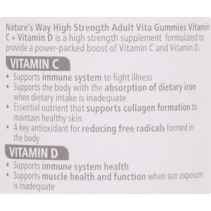 Natures Way High Strength Vitamin C + Vitamin D Adult Vita Gummies 65 pack