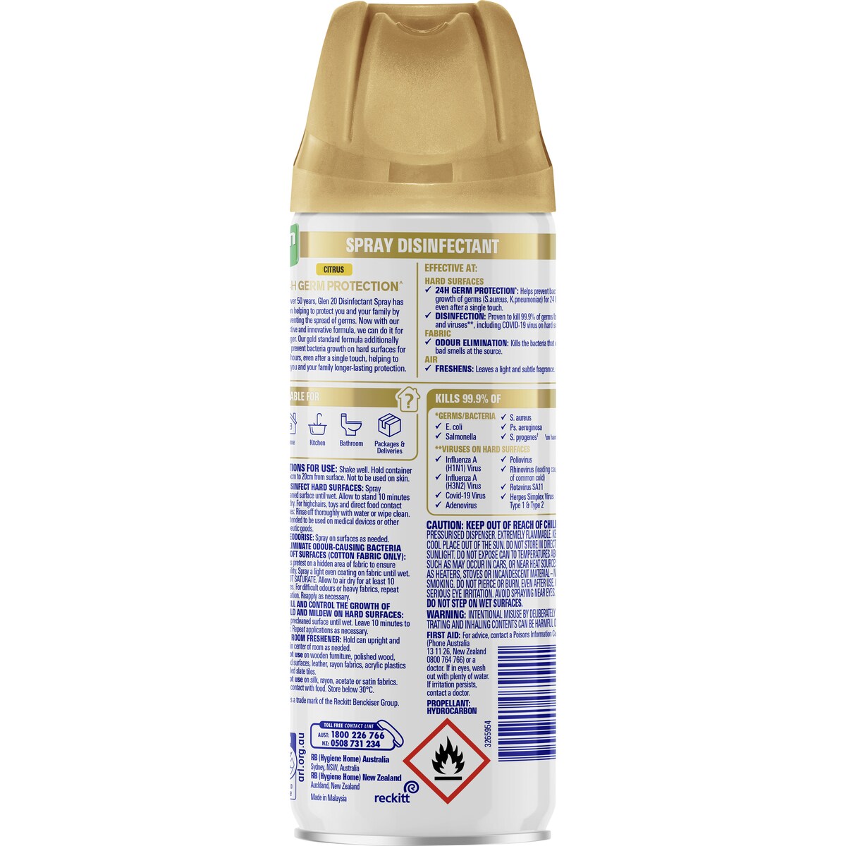 Glen 20 24H Protection Citrus Disinfectant Spray 300g