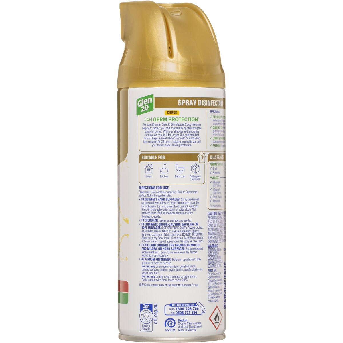 Glen 20 24H Protection Citrus Disinfectant Spray 300g