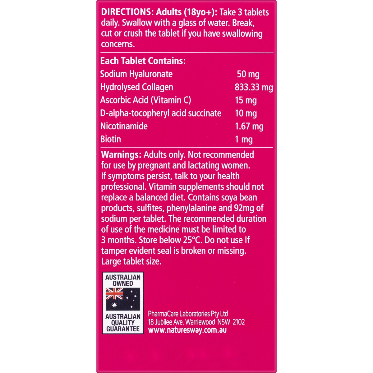 Natures Way Beauty Collagen + Hyaluronic Acid Tablets 60 Pack