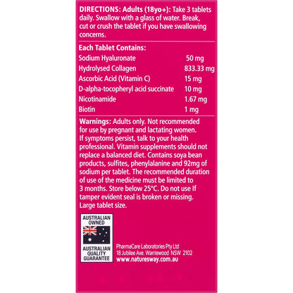Natures Way Beauty Collagen + Hyaluronic Acid Tablets 60 Pack