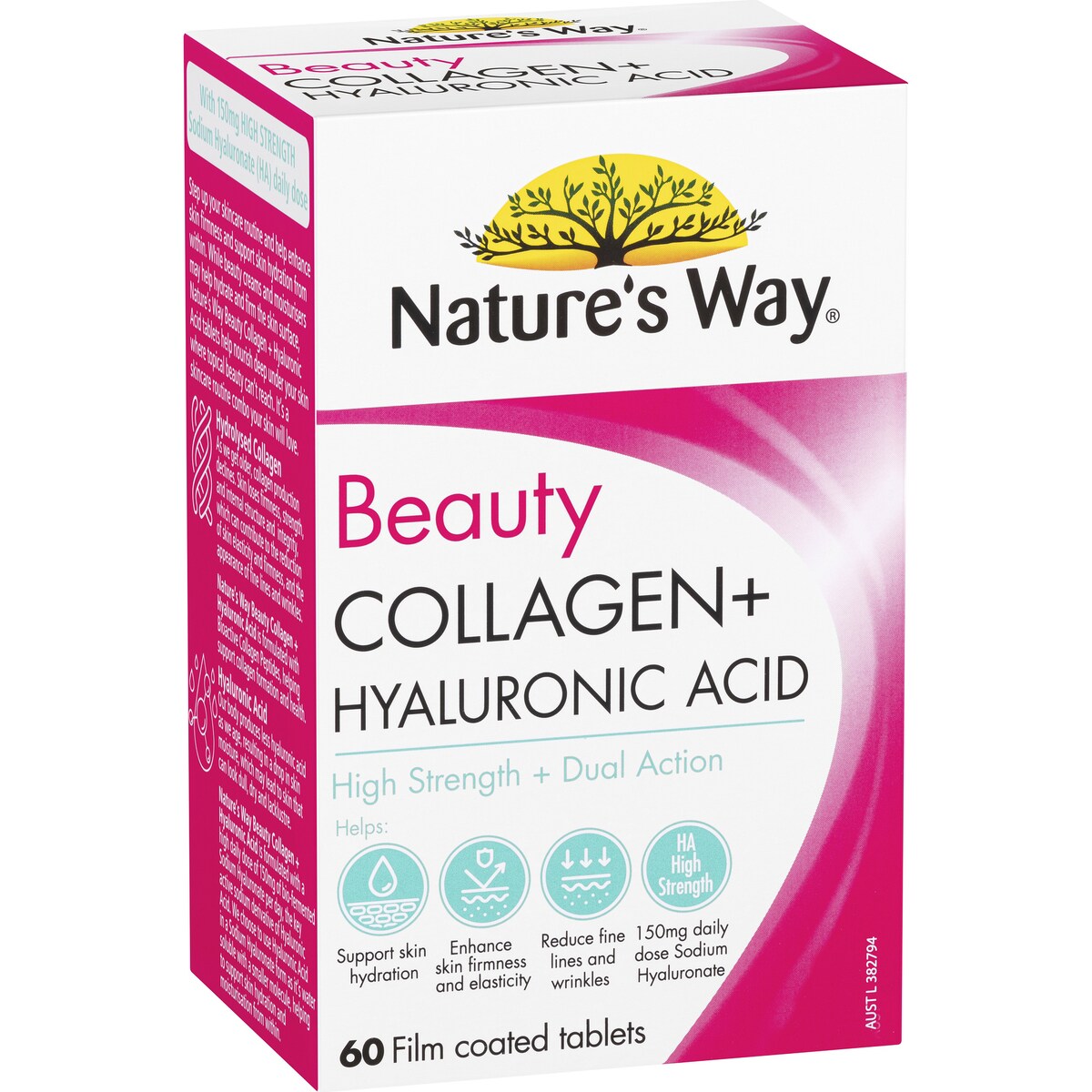 Natures Way Beauty Collagen + Hyaluronic Acid Tablets 60 Pack