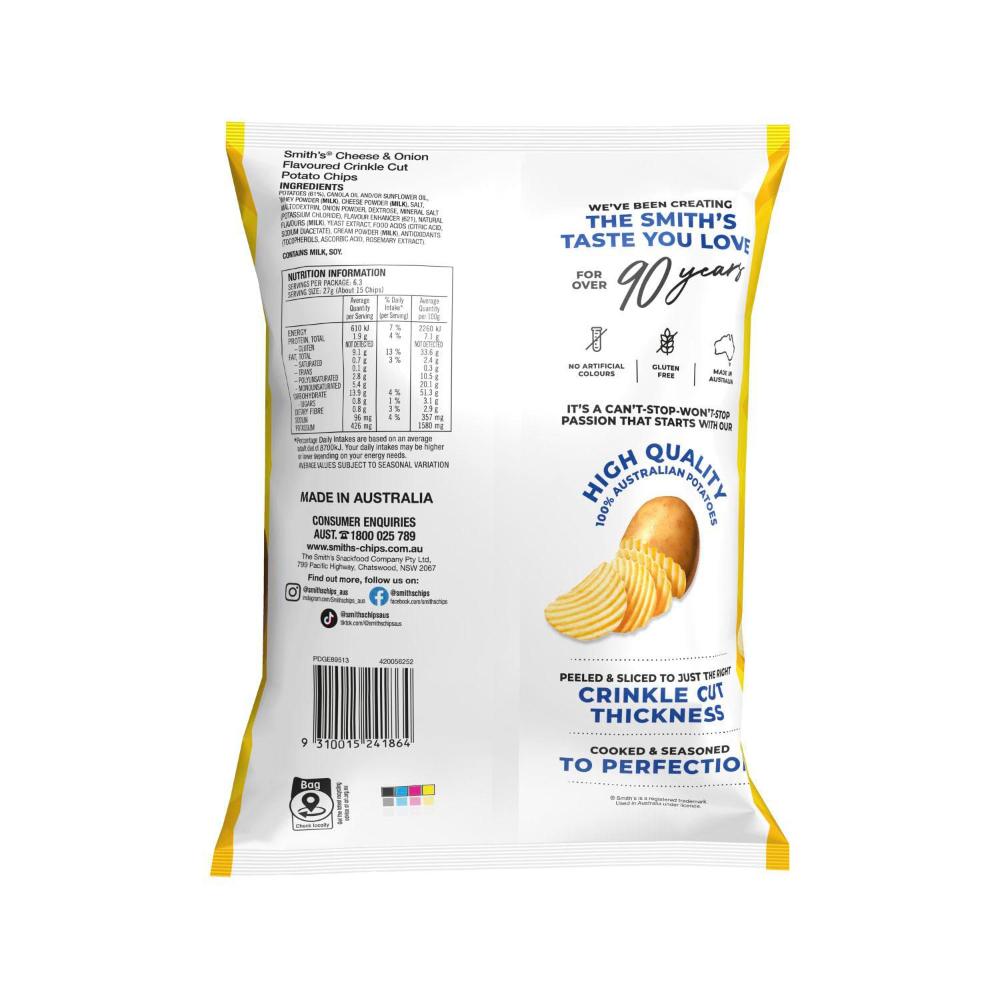 Smith's Crinkle Cut Cheese & Onion Potato Chips - 170g