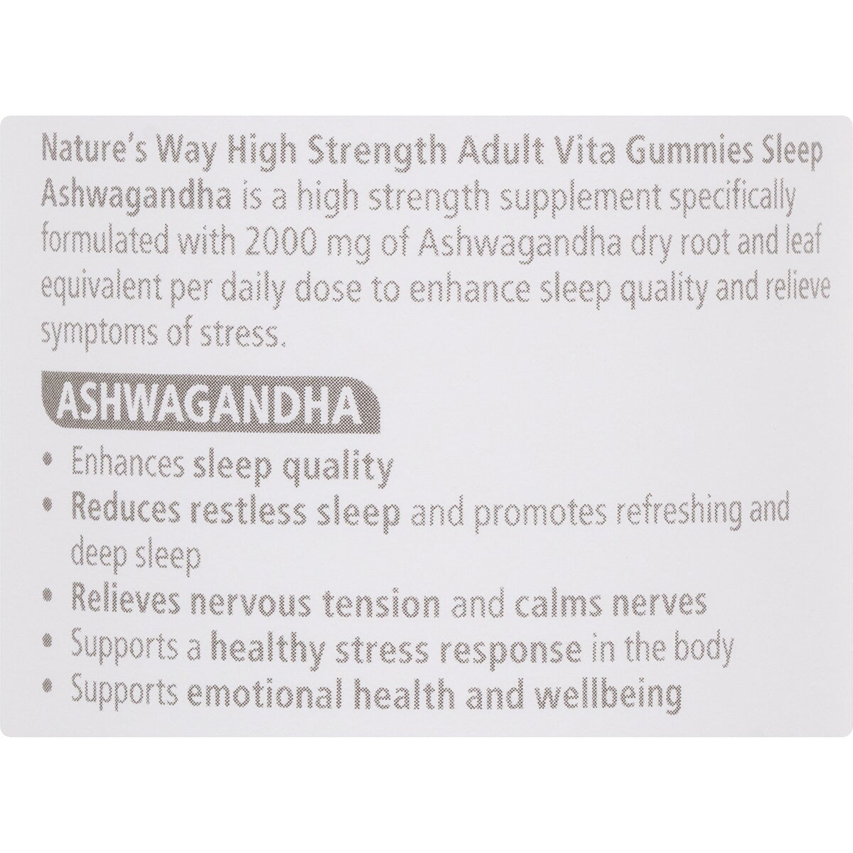 Natures Way High Strength Sleep Ashwagandha Adult Vita Gummies 40 pack