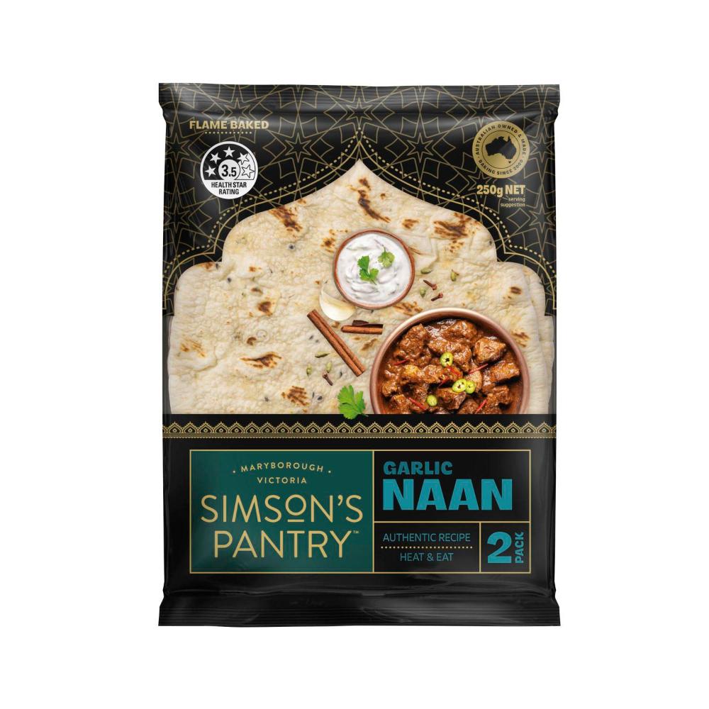 Simson's Pantry Garlic Naan Bread - 250g