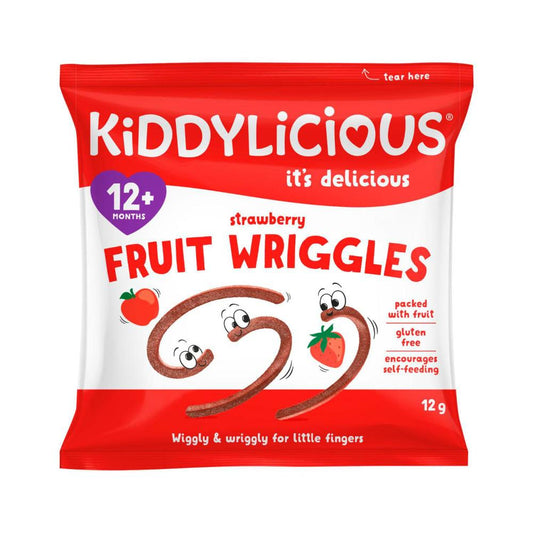 Kiddylicious Strawberry Fruit Wriggles 12+ Months - 12g