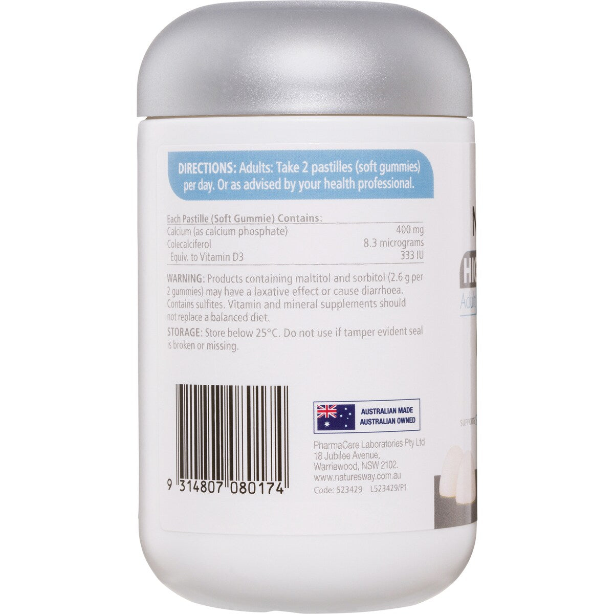 Natures Way High Strength Calcium + Vitamin D Adult Gummies 60 Pack