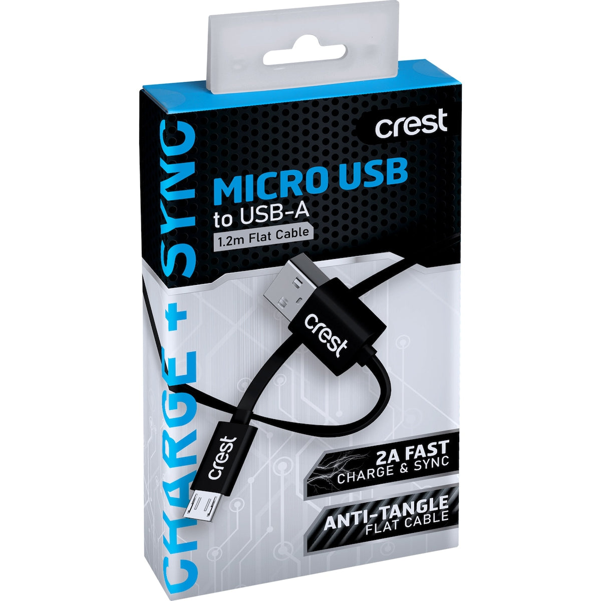 Crest Micro Usb To Usb-a Flat Cable 1.2m