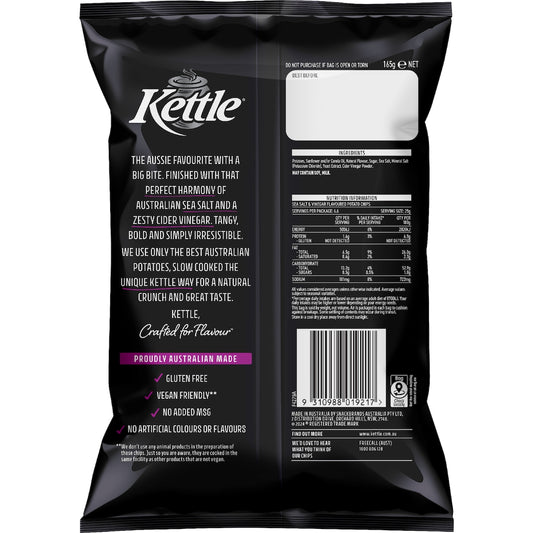 Kettle Sea Salt & Vinegar Potato Chips 165g