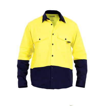 Tradie Core Hi Vis Yellow Long Sleeve Reflective Shirt - X-Large