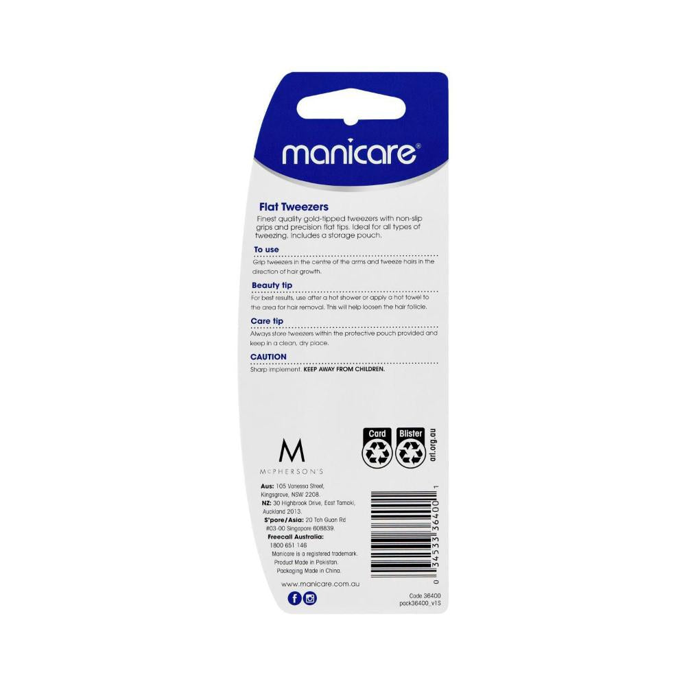 Manicare Gold Tip Flat Tweezer - 1 pack