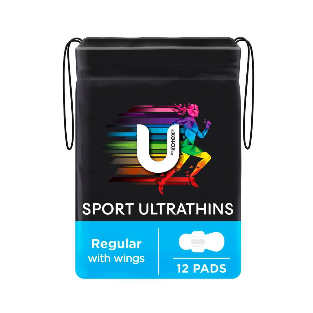 U by Kotex Ultrathin Sport Regular Wings - 12 Pack