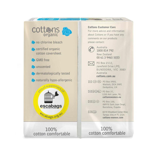 Cottons Organic Long Panty Liners - 32 pack