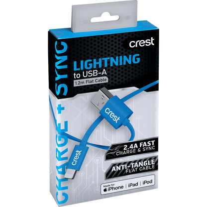 Crest Lightning To Usb A Flat Cable 1.2m Each