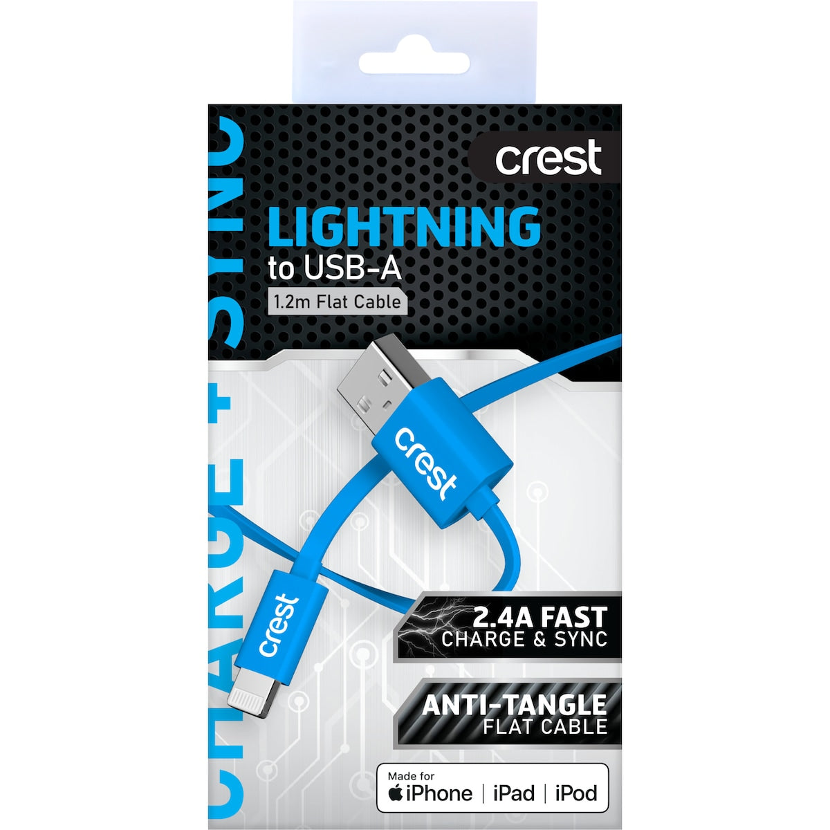 Crest Lightning To Usb A Flat Cable 1.2m Each