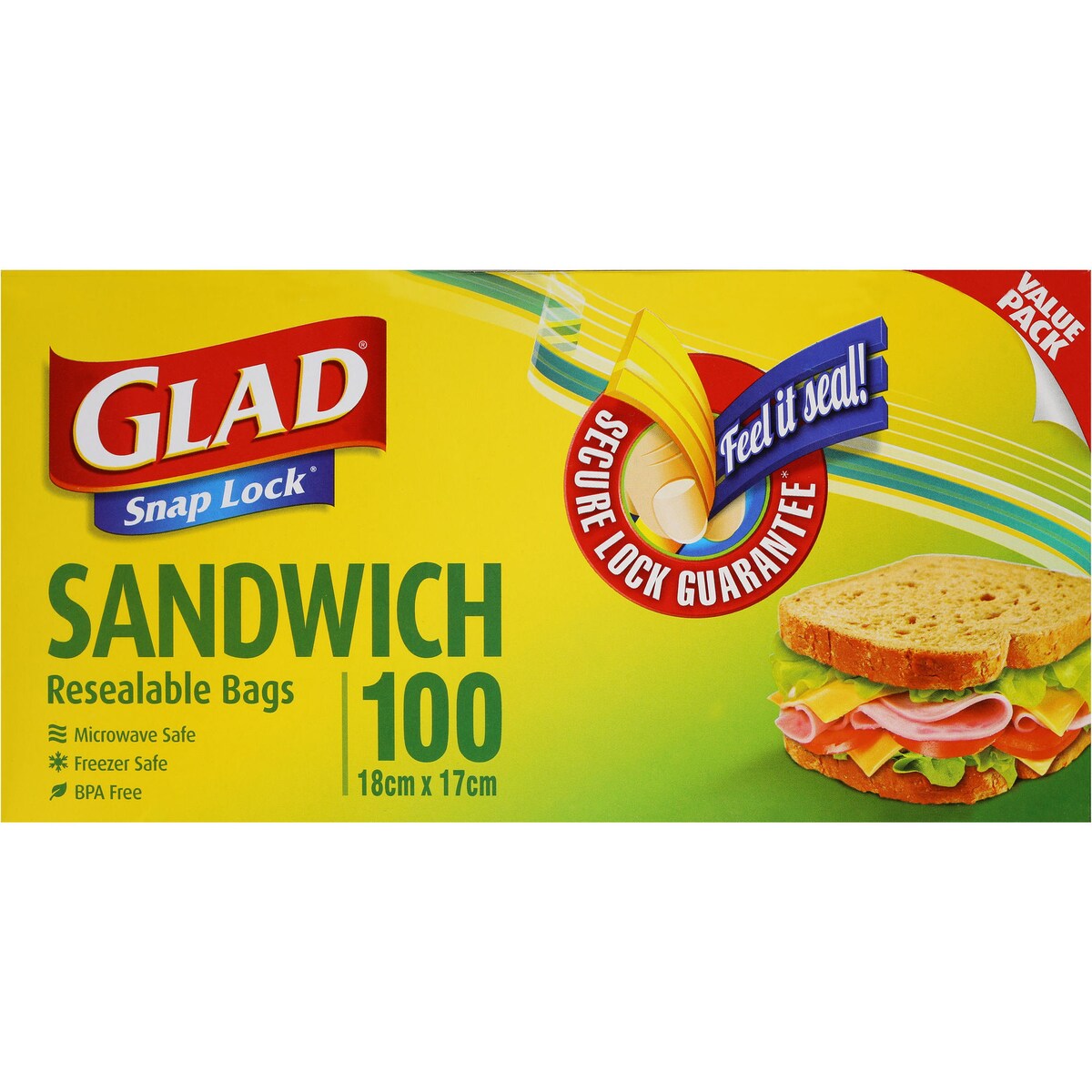 Glad Snaplock Reseal Sandwich Bags 100 pack