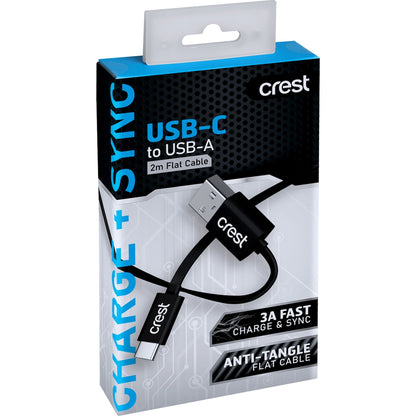 Crest Usb C To Usb A Flat Cable 2m Each
