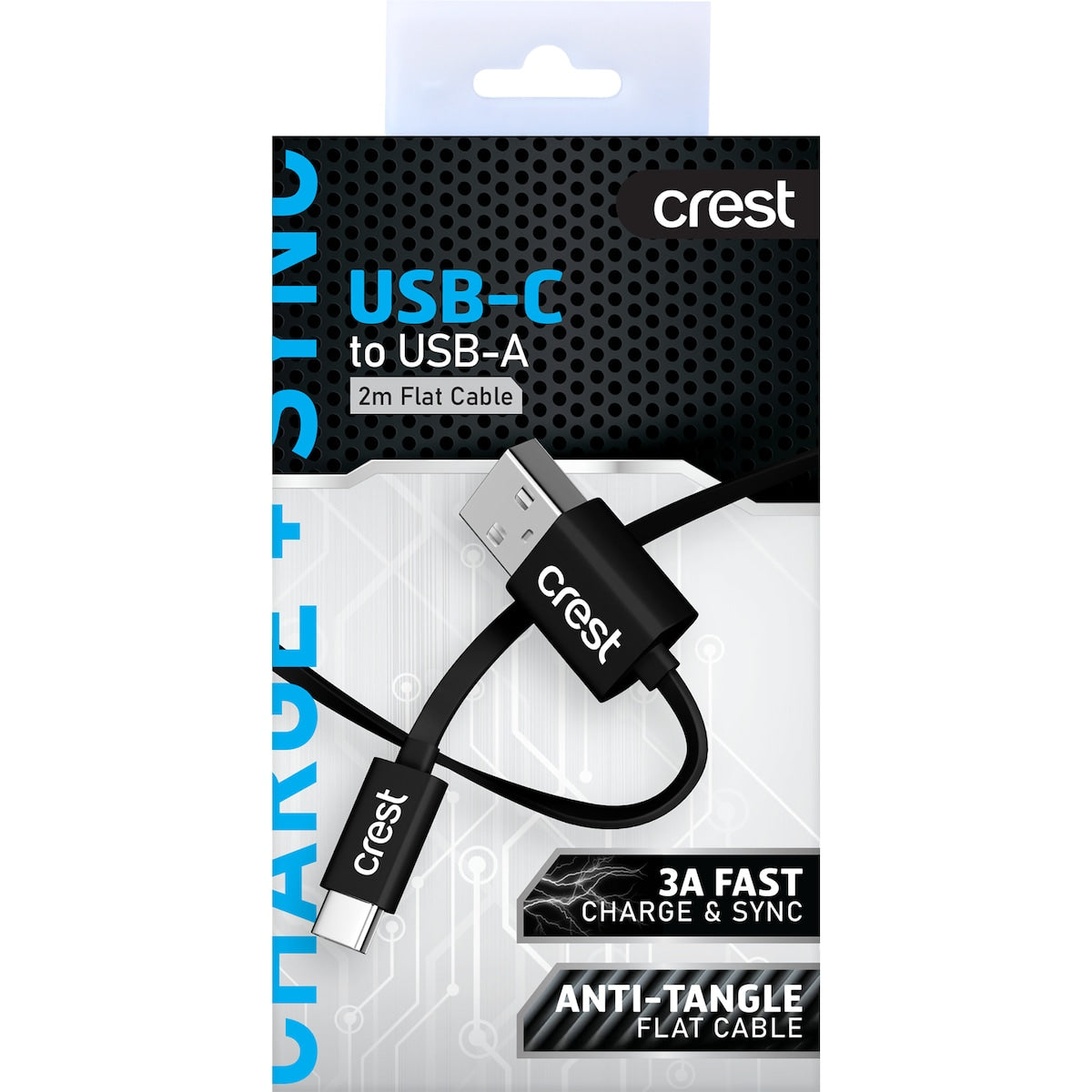 Crest Usb C To Usb A Flat Cable 2m Each