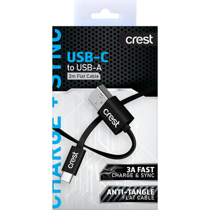 Crest Usb C To Usb A Flat Cable 2m Each