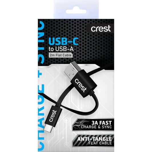 Crest Usb C To Usb A Flat Cable 2m Each