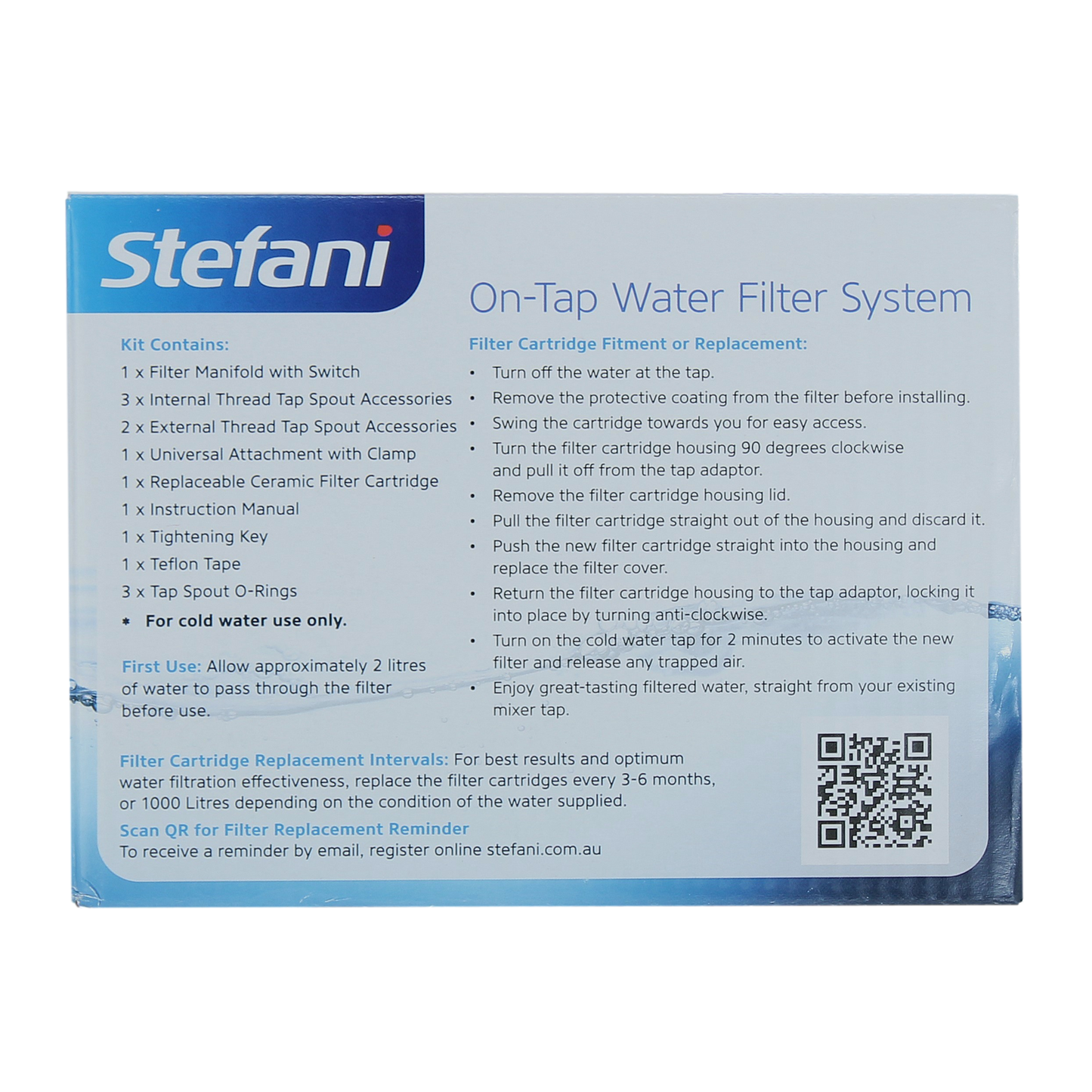 Stefani Lead Free On Tap Ceramic Water Filter System - White