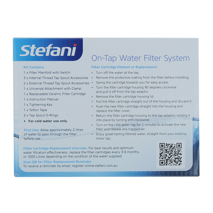 Stefani Lead Free On Tap Ceramic Water Filter System - White