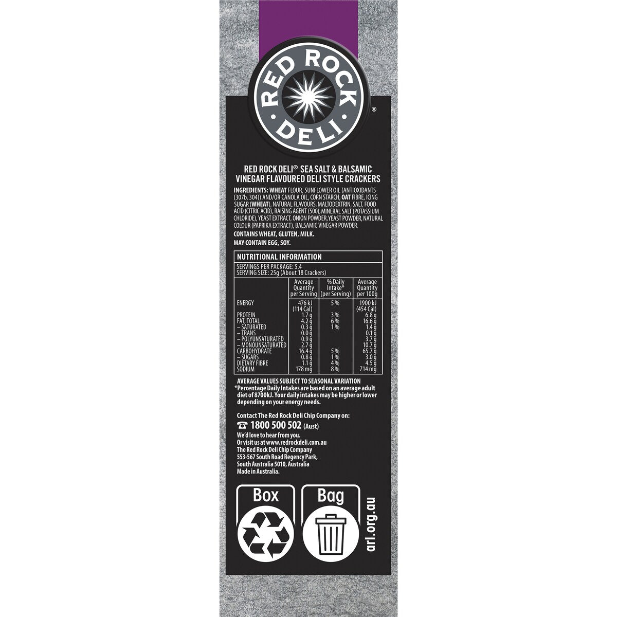 Red Rock Deli Deli Style Crackers Sea Salt & Balsamic Vinegar 135g