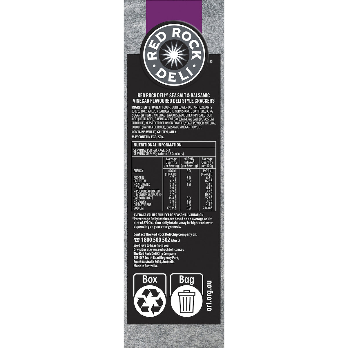 Red Rock Deli Style Crackers Sea Salt & Balsamic Vinegar 135g