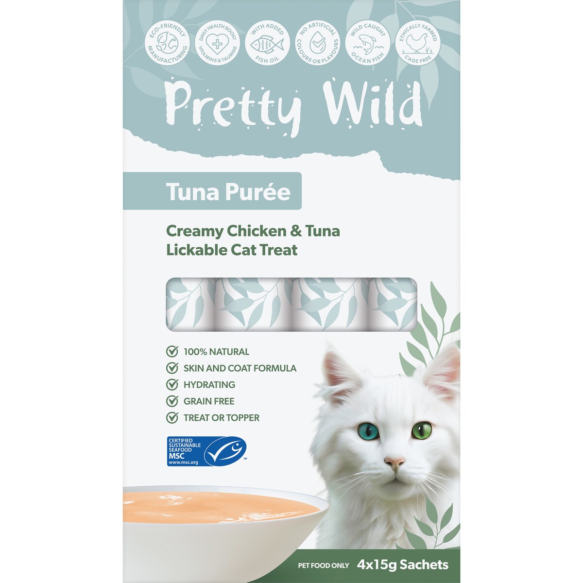 Pretty Wild Cat Food Creamy Tuna Puree 15g X 4 Pack