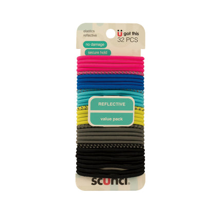 Scunci Active No Damage Reflective Elastics - 32 Pack