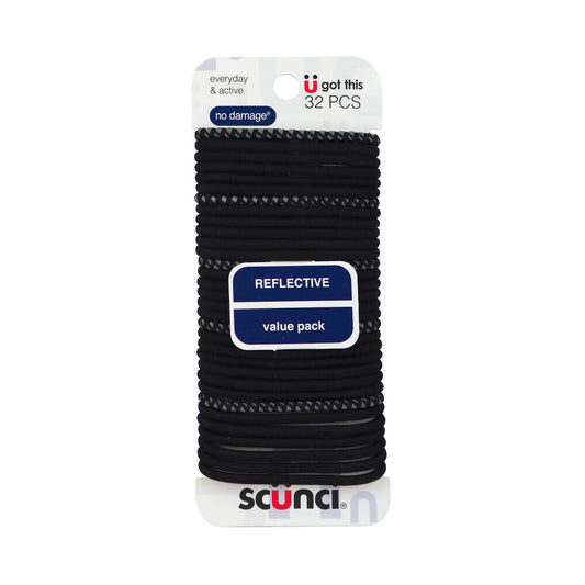 Scunci Active No Damage Reflective Elastics - 32 Pack