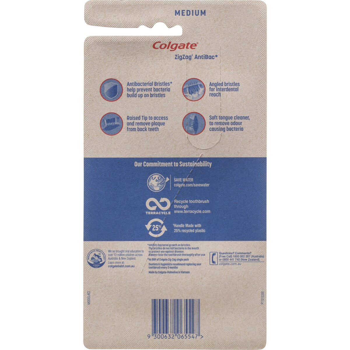 Colgate Manual Toothbrush Zig Zag Interdental Clean Med Value 6 Pack