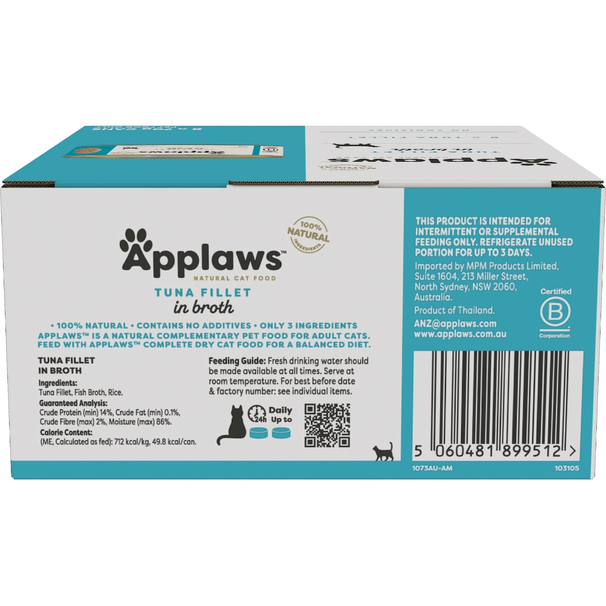 Applaws Tuna Fillet In Broth Wet Cat Food 70g X 8 Pack