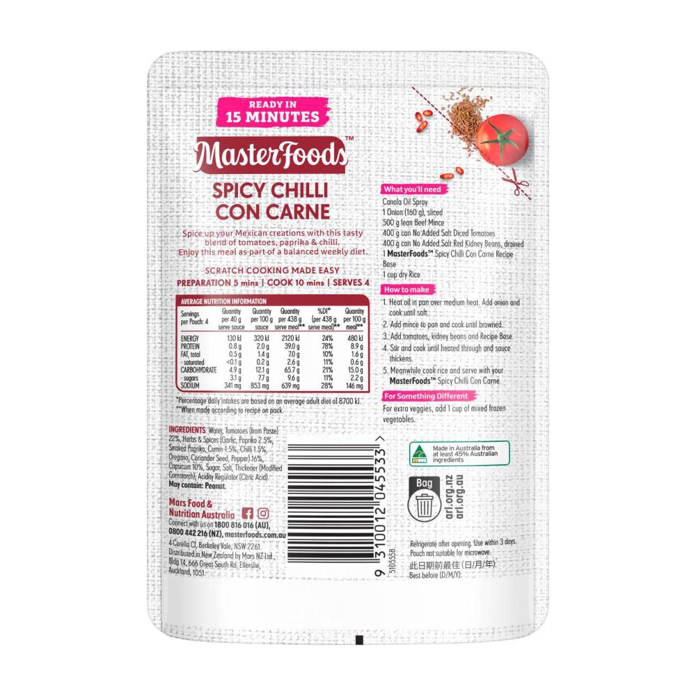 MasterFoods Spicy Chilli Con Carne Recipe Base - 160g