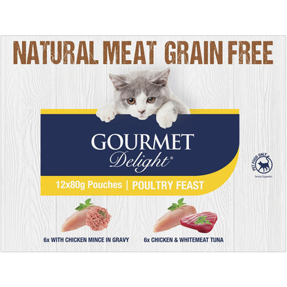 Gourmet Delight Cat Food Poultry Feast 12 Pack 960g